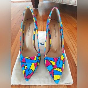 NWOT Women's Shoe Republic LA Multicolor Pointed Toe Heels Size 9